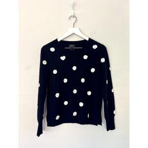 J.Crew 100% Cashmere Sequin Polka Dot Sweater Black White Size M